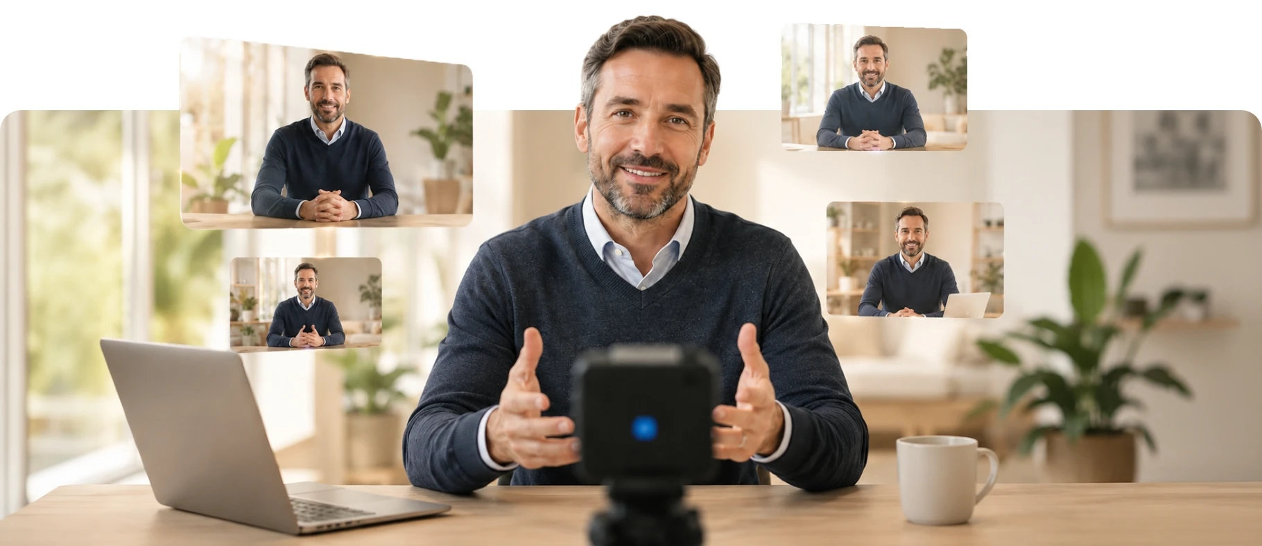 KI-Avatar Produktion: Berater vor Kamera mit mehreren personalisierten Video-Varianten