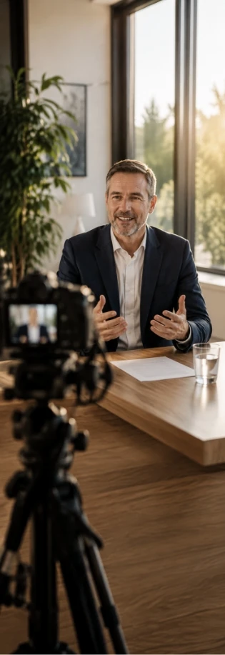 Mitarbeiter bei professioneller Videoaufnahme